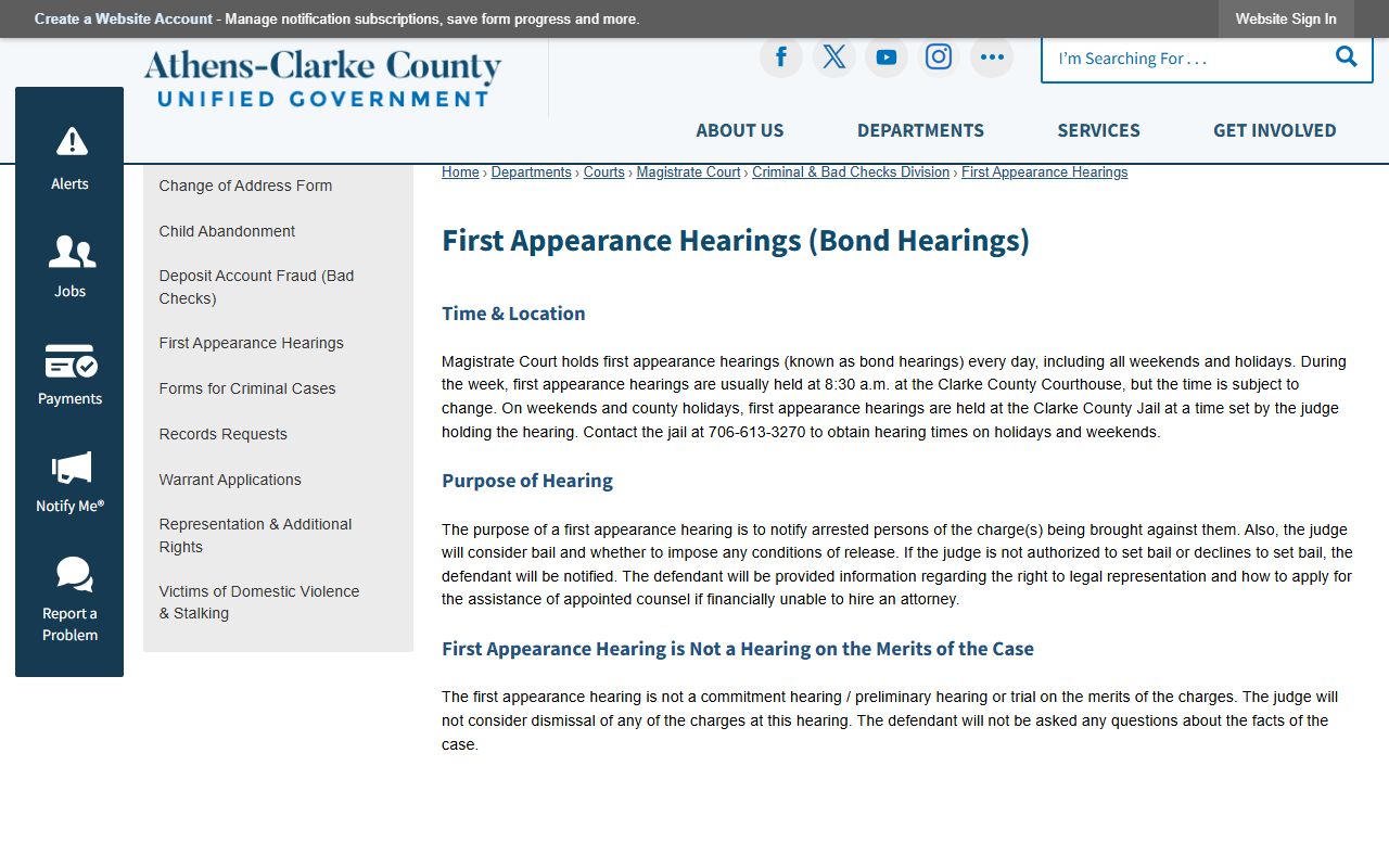 Clarke County court dockets Magistrate first appearance hearings
