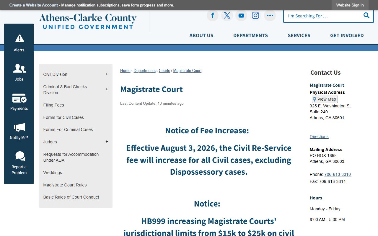 Clarke County court records Magistrate Court page