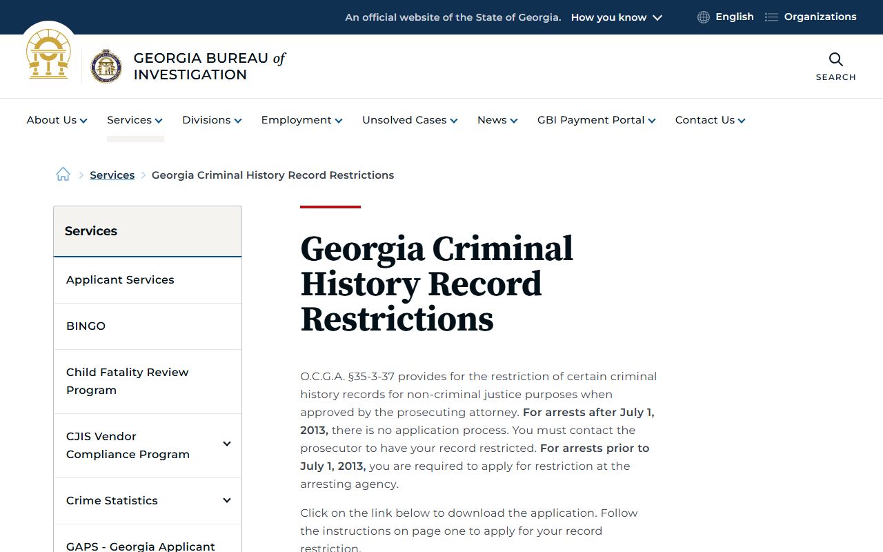 Clarke County criminal court records GBI record restriction page