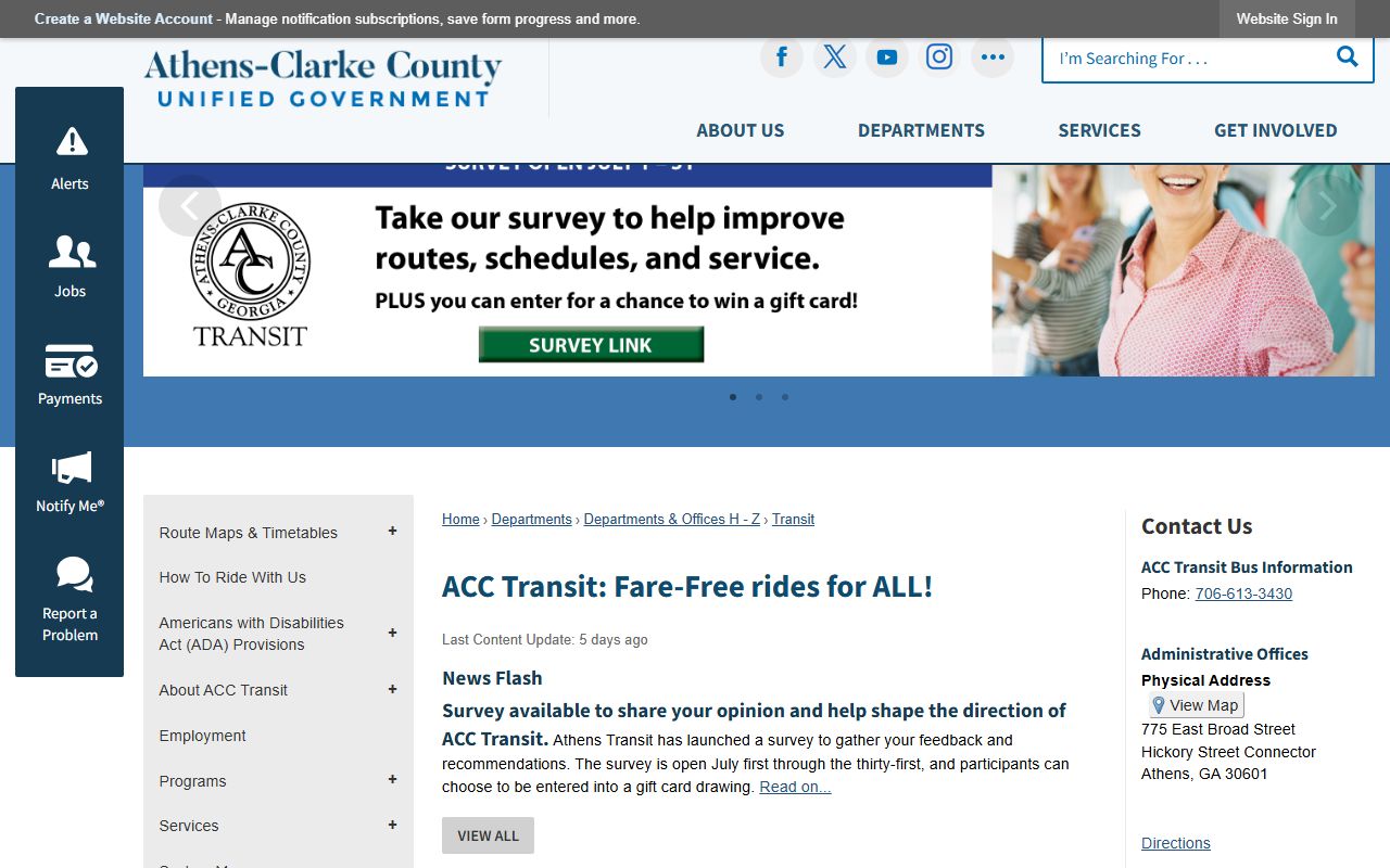 Clarke County court records and Athens-Clarke County Transit information