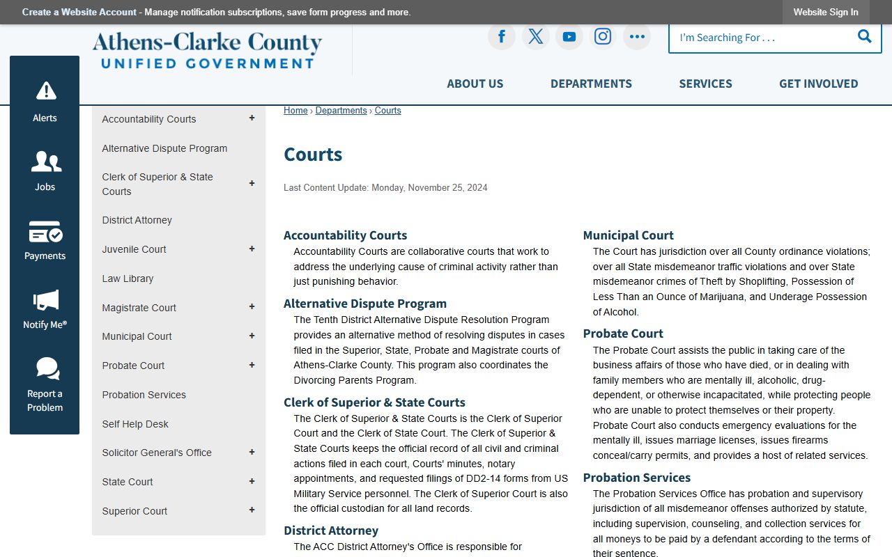 Clarke County court records on the Athens-Clarke County courts landing page