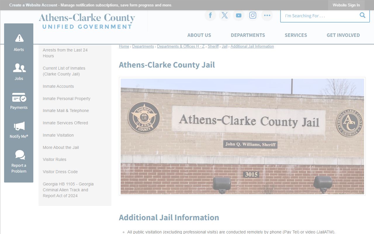 Clarke County inmate records additional jail information page