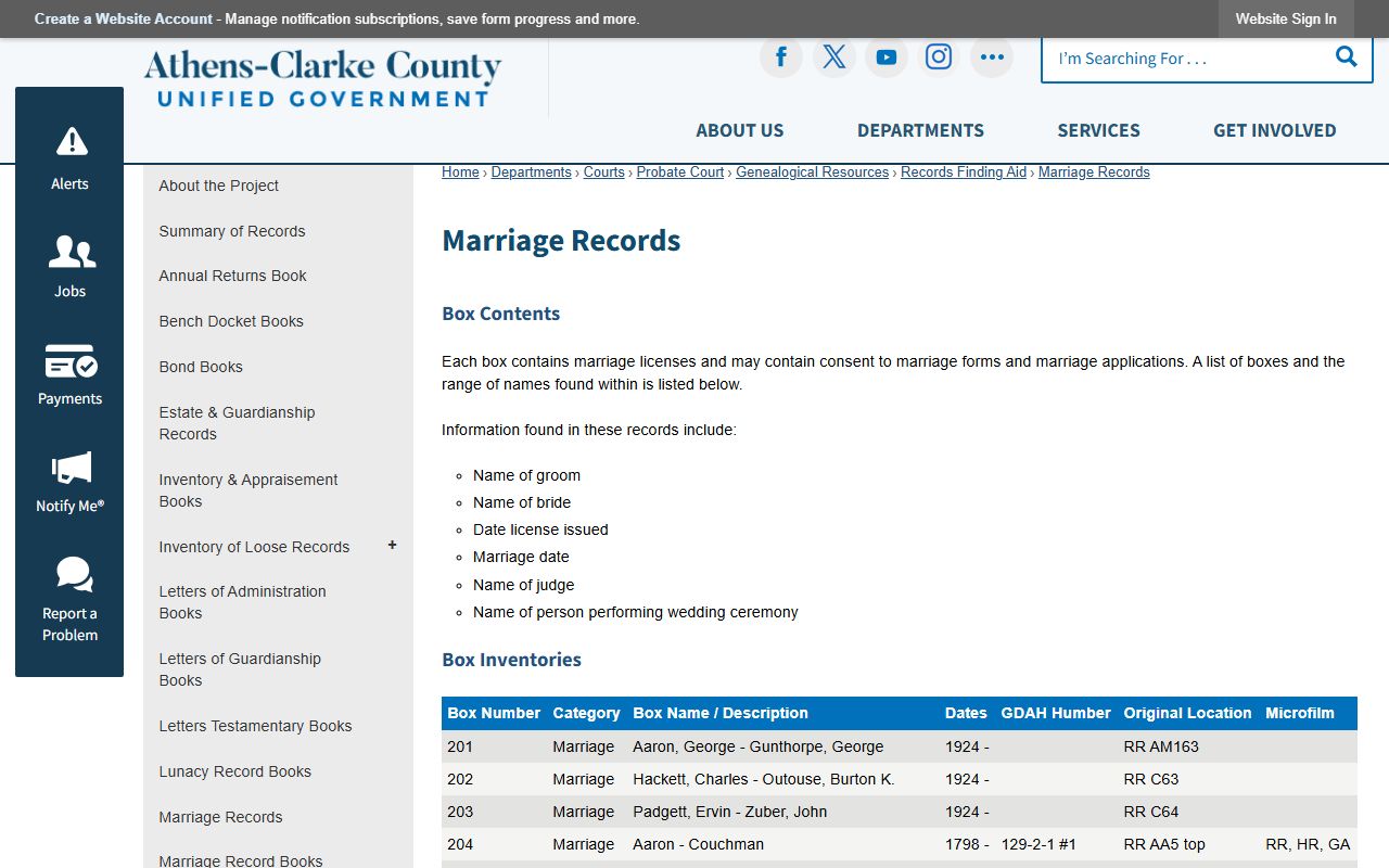 Historical Clarke County marriage records contents