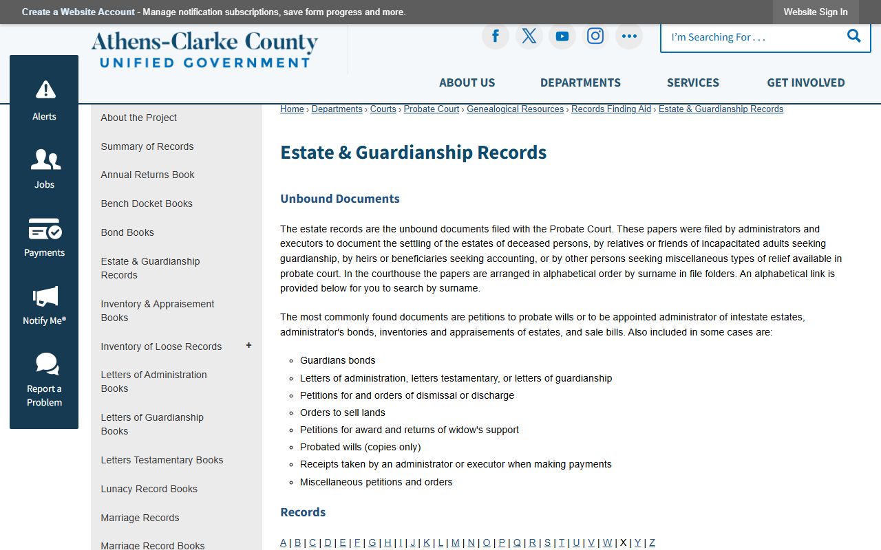 Clarke County probate records estate and guardianship records