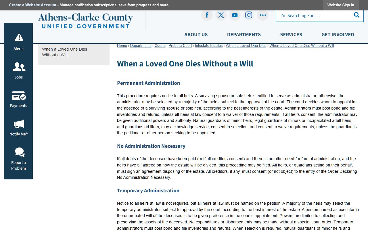 Clarke County probate records intestate estate guidance