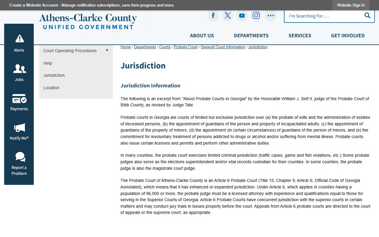 Clarke County probate records jurisdiction page