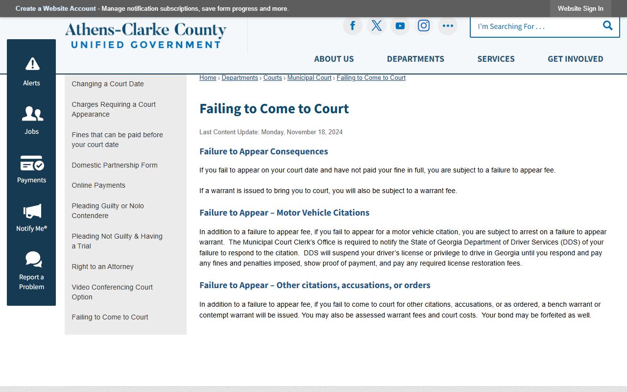 Clarke County warrant records Municipal Court failure to appear page